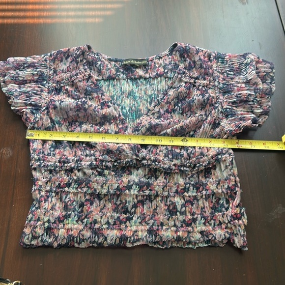 HOUSE OF HARLOW 1960 Faux Wrap Short Sleeve Shimmer Crop Top Size S - Picture 9 of 10